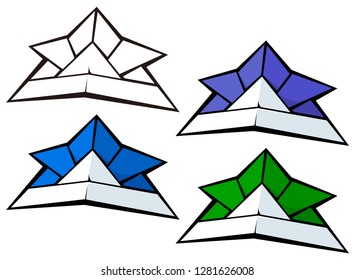 Origami "Samurai helmet" on white background. This origami is decorated on a child's day. Children’s Day is a Japanese national holiday. Vector illustration of traditional Japanese toy "origami".