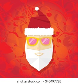 Origami santa claus. Merry christmas hipster greeting card or background