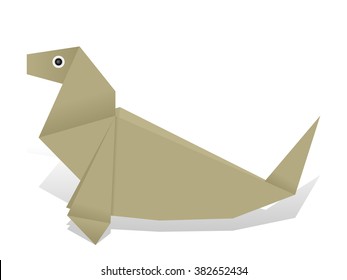 Origami seal on a white background.
