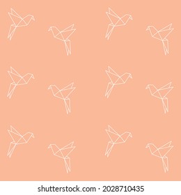 Origami seamless contour pattern. Crane sketch pattern. Japanese style seamless pattern.	
