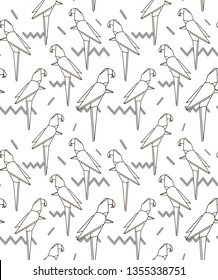 Origami seamless pattern with parrot. Beautifull background for fabric