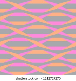 Origami. Seamless pink and orange simple geometric pattern