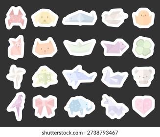 Origami set in scandinavian style featuring paper creatures animal figure paper folding craft creatures toys plant heart boat bird mammal