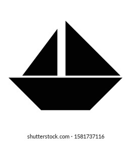 origami ship icon glyph vector design