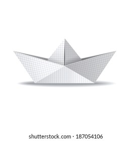 Origami ship with squared paper.