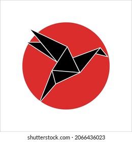 Origami silhouette in japan style