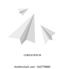 Origami silhouette of a paper aircraft. Vector Illustration