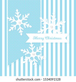 Origami Snowfall. Merry Christmas Greetings card. Winter cut snow flake. Happy New Year. 3d snowflakes background. Holidays. Blue background vector illustration