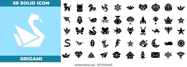 Origami Solid Editable Icons set. Vector illustration in modern thin solid style of origami icons: origami, abstract, paper, etc