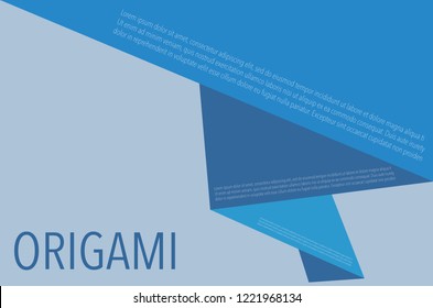 Origami speech bubble, blue colour in vector graphics