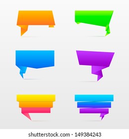 Origami speech bubble. Colorful abstract vector set.