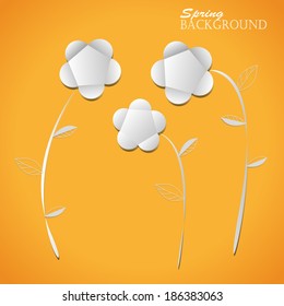 Origami spring paper flowers background.