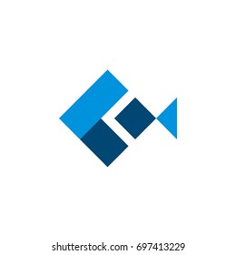 Origami Square Fish Logo Template Illustration Design. Vector EPS 10.