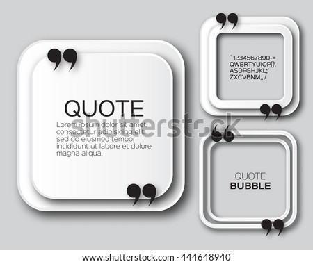 Origami Square Quote bubble. Applique Empty Citation text box template. Paper cut Quote blank. Vector design illustration. 
