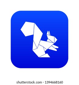 Origami squirrel icon blue vector isolated on white background