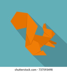 Origami squirrel icon. Flat illustration of origami squirrel vector icon for web