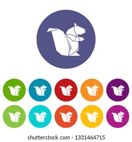 Origami squirrel icons color set vector for any web design on white background