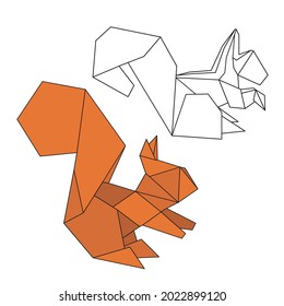 origami squirrels: colored and black and white lines 