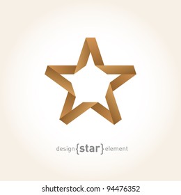 Origami Star from old paper on gradient background. Company Logo template