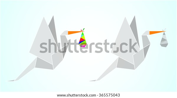 Origami Stork New Born Baby Stock Vector (Royalty Free) 365575043 Origami Stork New Born Baby Stock Vector (Royalty Free) 365575043