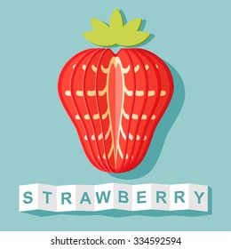 Origami strawberry icon vector  logo