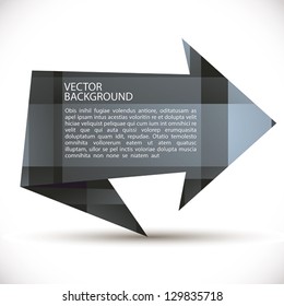 Origami style arrow shaped vector background, dark and trendy speech bubble.