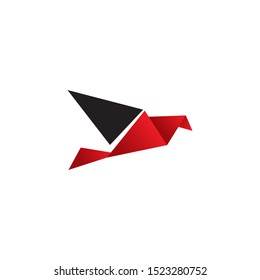 Origami style of bird logo icon design vector template