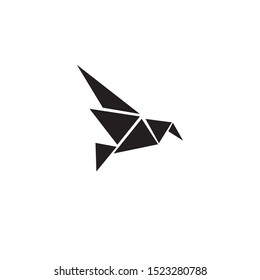 Origami style of bird logo icon design vector template