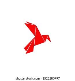 Origami style of bird logo icon design vector template