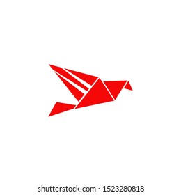 Origami style of bird logo icon design vector template