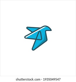Origami style of bird logo icon design vector template