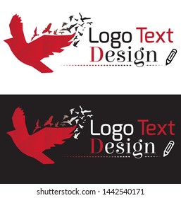 Origami style Birds flying logo vector / illustration red and black color, with dummy logo text. Beautiful Birds flying logo for graphic designing company. ready black and white version of logo.