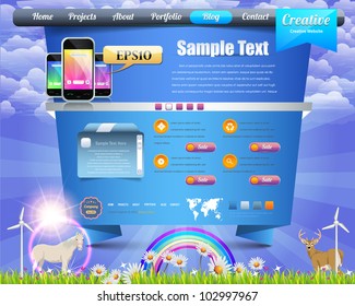 Origami style eco website design vector