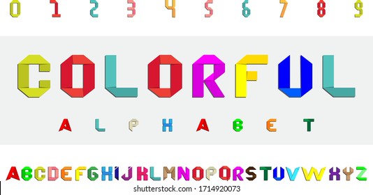 Origami Style Font With Colorful Letters. Colored Alphabet.