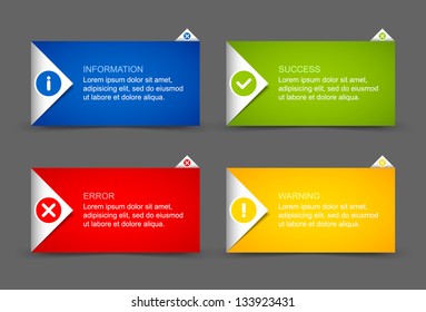 Origami style notification window or paper background document template