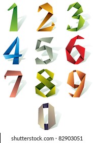 Origami style numbers set.