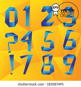 Origami style numbers set, vector.