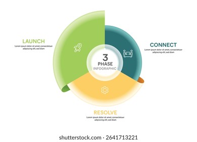 Origami Style Pie Chart Circle Infographic Template With 3 Options, Steps, Parts, Segments. Business Concept. Marketing iInfographic Vector Illustration.