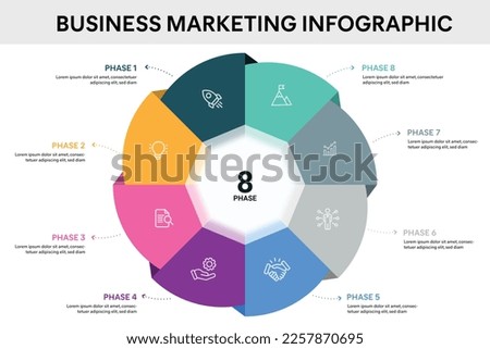 Origami style pie chart circle infographic template with 8 options, steps, parts, segments. Business concept. marketing infographic vector illustration.