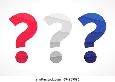Origami style question marks symbols set