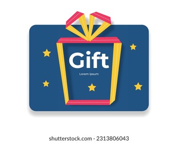 Origami style ribbon gift box. holiday surprise box template