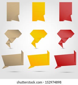 Origami style speech banner, paper shapes. Vector eps 10