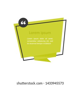 Origami style sticker and banner template. Quote text bubble. Commas, note, message and comment Vector illustration in flat style.