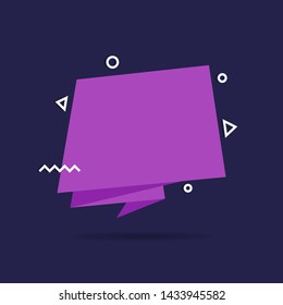 Origami style sticker and banner template. Quote text bubble. Commas, note, message and comment Vector illustration in flat style.