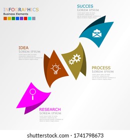 Plantilla de opciones de la infografía del triángulo de estilo de originami. 
Plantilla moderna de diseño de concepto con 4 opciones, pasos o partes.