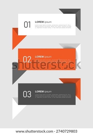 Origami style vector vertical infographic template with three step processes. Minimalistic design mockup for business portfolio