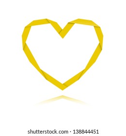 The origami style yellow heart graphic symbol / The origami heart