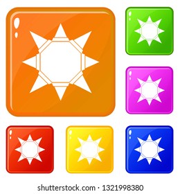 Origami sun icons set collection vector 6 color isolated on white background
