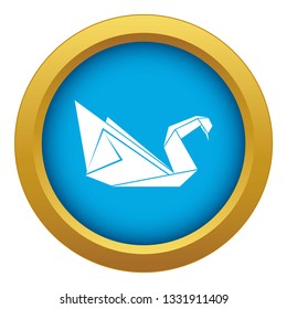 Origami swan icon blue vector isolated on white background for any design