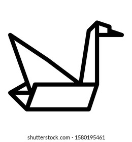 origami swan icon outline vector design